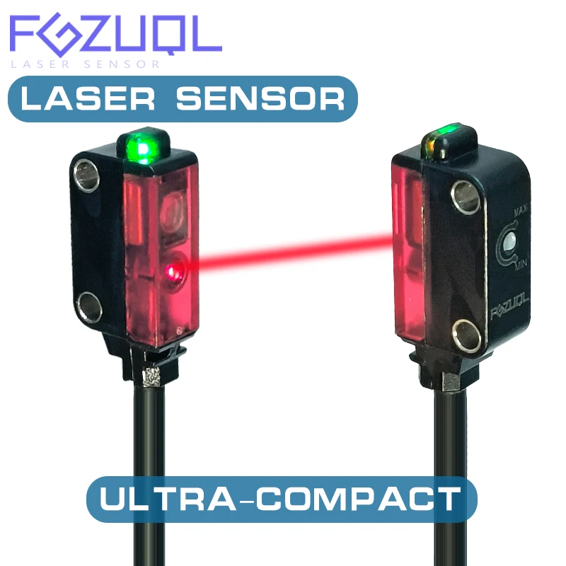 Laser Sensor Switch Through-beam/Spot reflective Amplifier Built-in Ultra-compact NPN PNP 12-24VDC Visible Small Spot