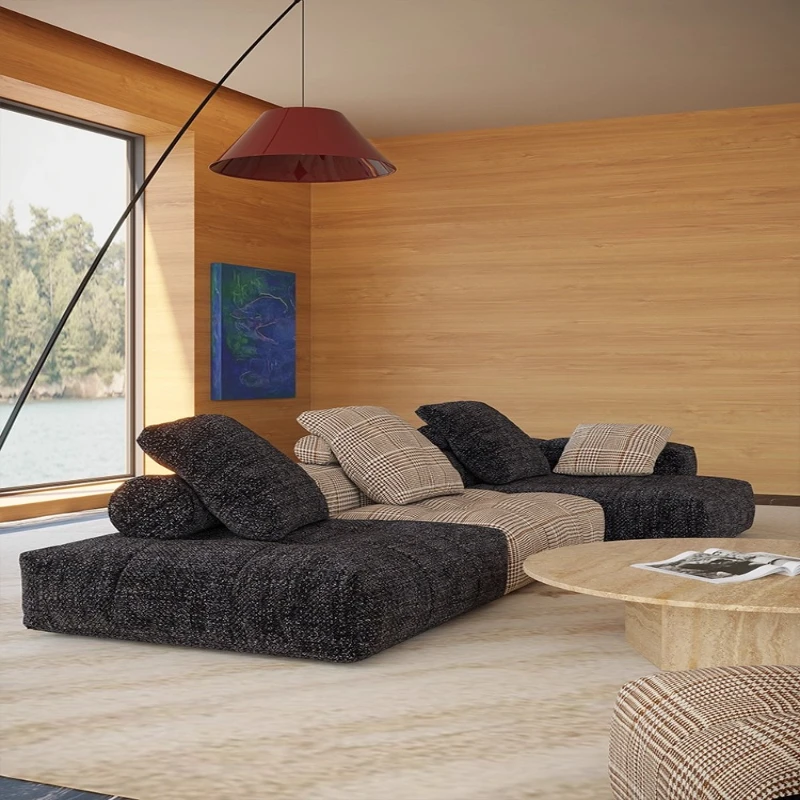 

Light luxury fabric sofa villa living room combination module cotton and linen sofa