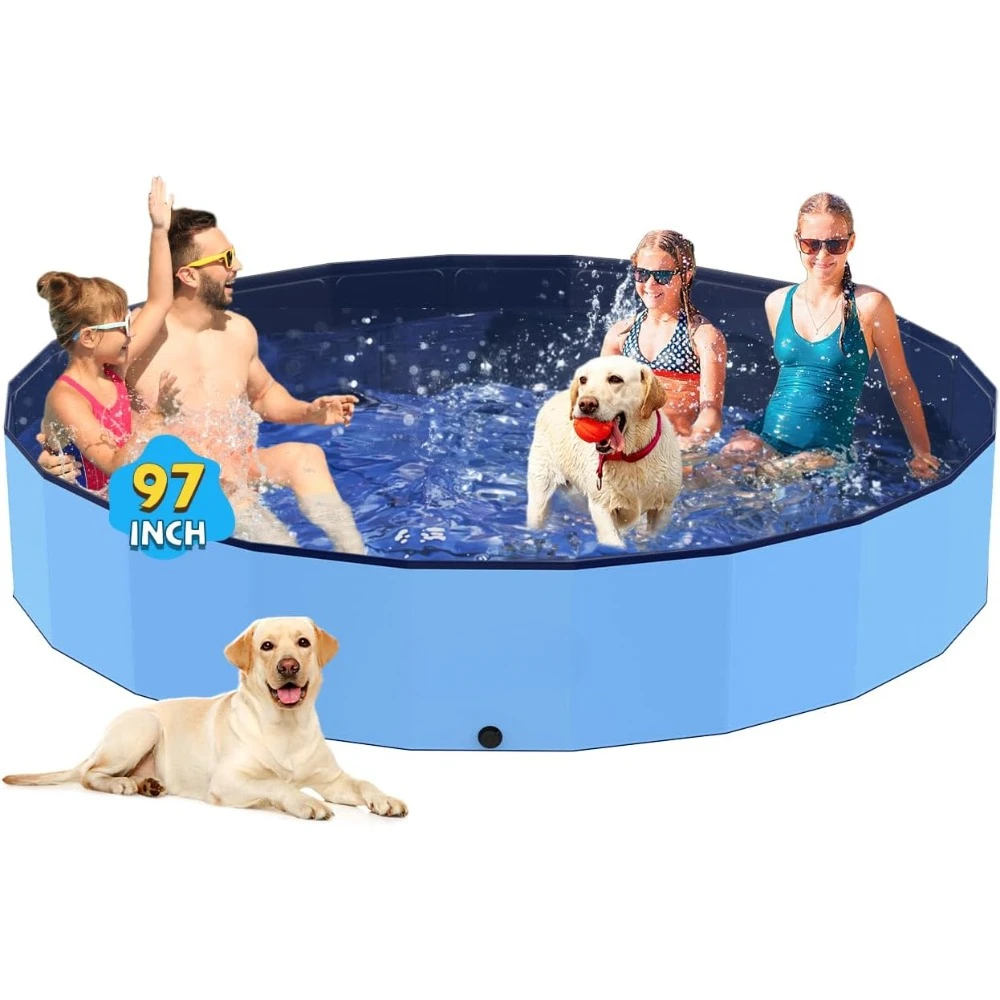 

Medium Foldable Dog Pool, Hard Plastic Shell Portable Swimming Pool for Dogs Cats and Kids Pet Puppy Bathing Tub Collapsi