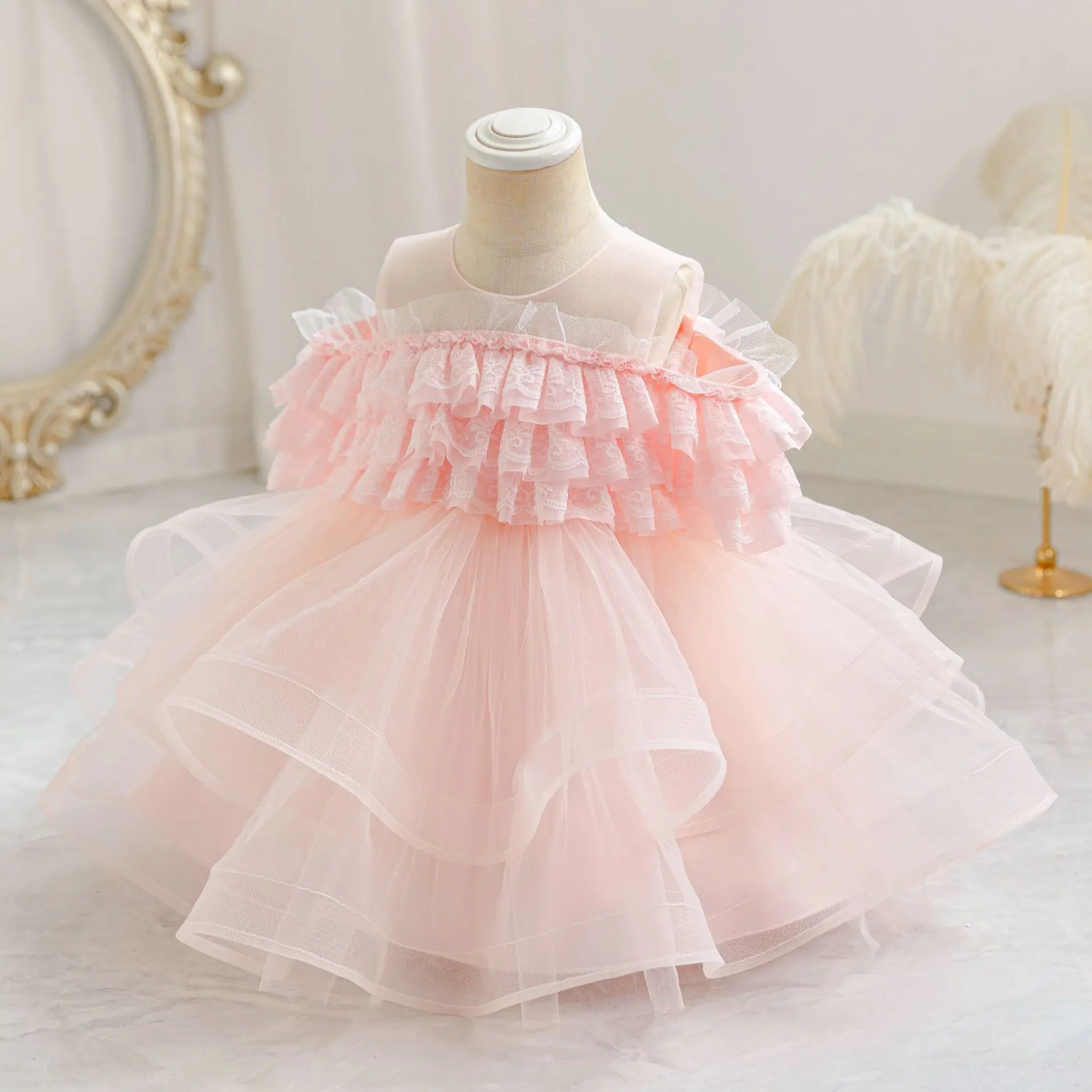 

2025 new baby puffy skirt, children's cute princess skirt, birthday party dress, soft chiffon girl petticoat, flower girl host