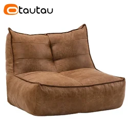 OTAUTAU Faux Retro Suede Leather Bean Bag Cover bez wypełniacza Lazy Chaise Lounger Floor Sofa Bed Big Couch Pouf SF151