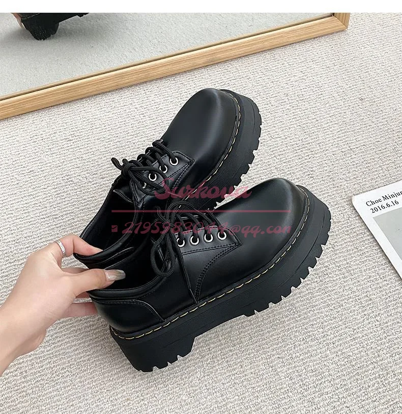 Big Toe Thick Soled High Rise Small Leather Shoes for Women 2022New Fashion Retro British Style Student Strap Jk Single Shoes