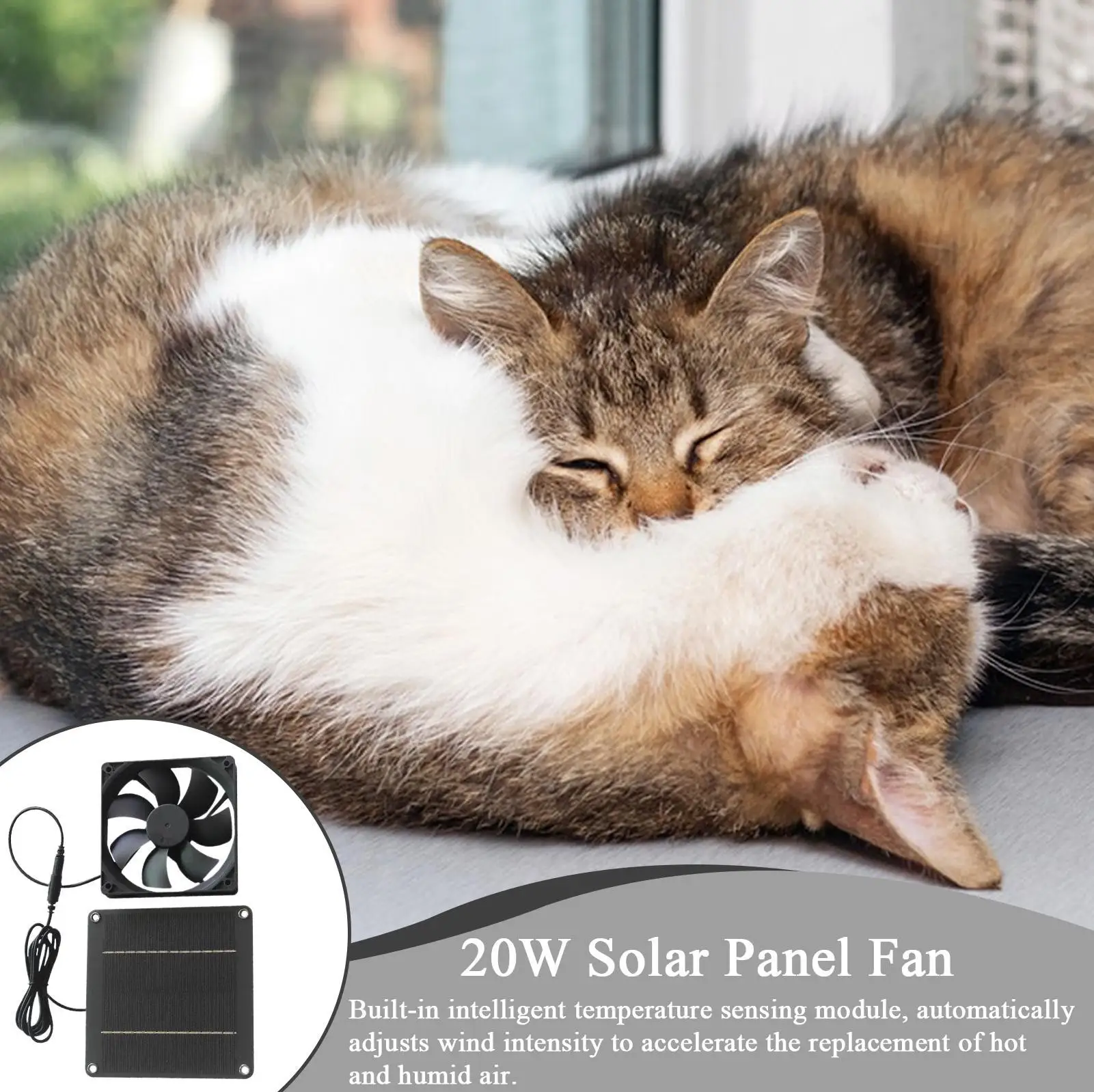 

Солнечный вытяжной вентилятор 20 Вт, водонепроницаемый солнечный вентилятор для сарая, портативный вентилятор для курятника, гаража, беседки, дома на крыше, сарая