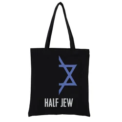 Funny Half Jew With Half Jewish Star Eco Bags Female Bag S Shopper Woven Tote Casual Totes Women's Handbags for Women Fashion