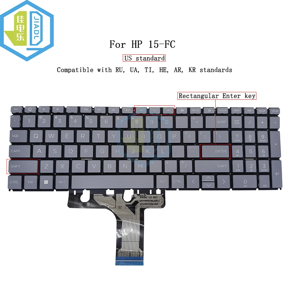 

Notebook Keyboard English US For HP 15-FC 15-FC000 15Z-FC 15-FC0101AU 15-FC0050AU Laptop Keyboards Gray Blue Keycaps N32714-001