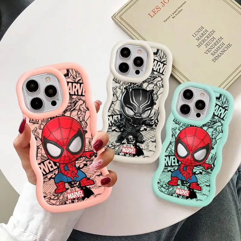 Cartoon Marvel Sqiderman Phone Case for Apple iPhone 16 Plus 16 ProMax 16 Pro Soft Funda Cover