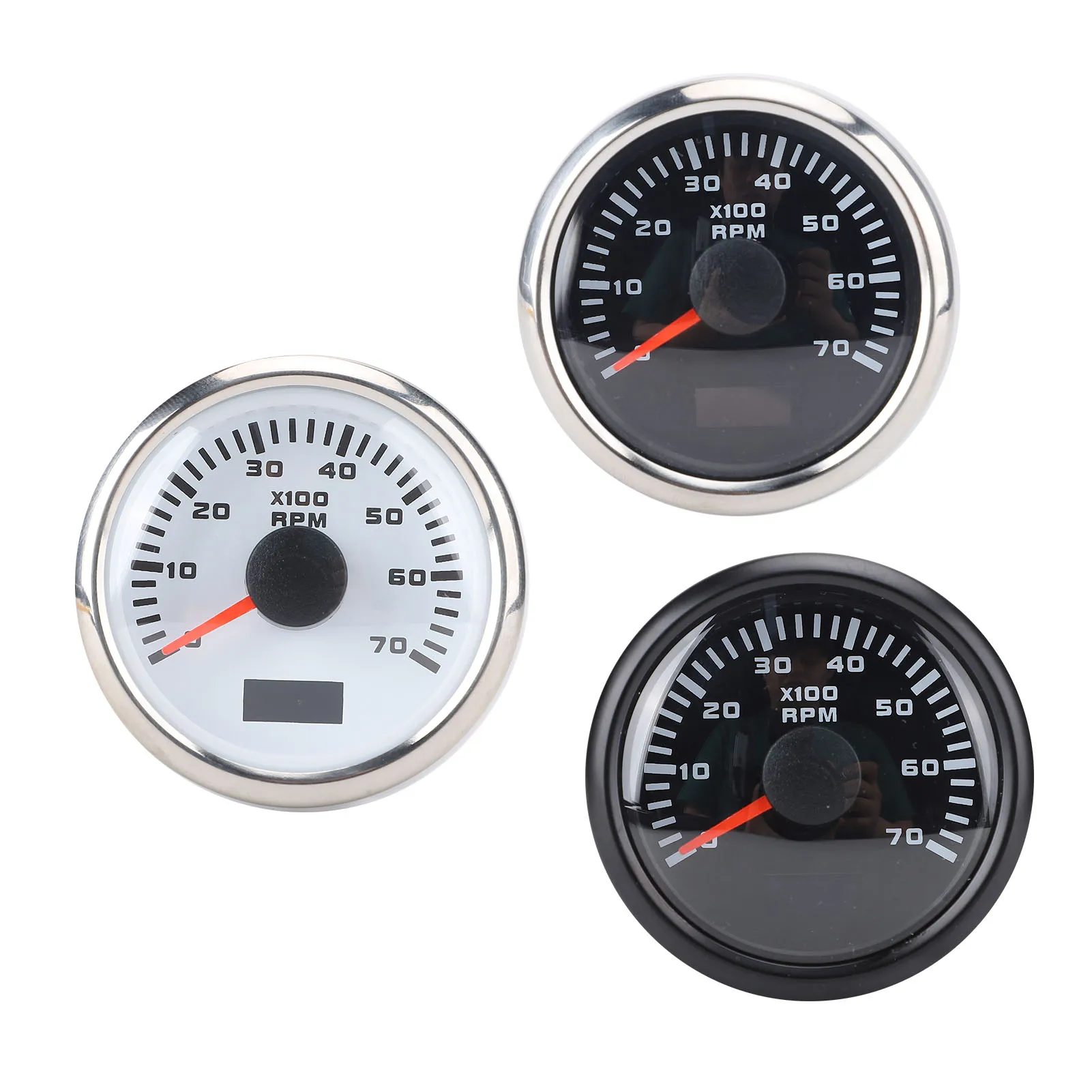 52mm Tachometer 52mm 7000RPM Tachometer with Hourmeter 7 Color Backlight  9-32V RPM Gauge for Truck Tractor Car RV Boat