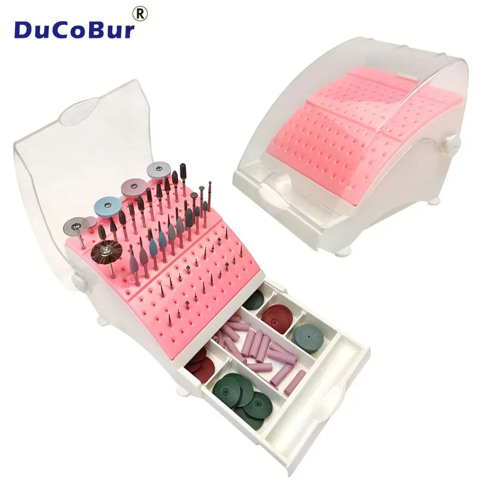 142 Hole Dental Double-layer Plastic Car Needle Cleaning Bracket Box Drawer Multi-color Drill Placement Box Dental Storage Box