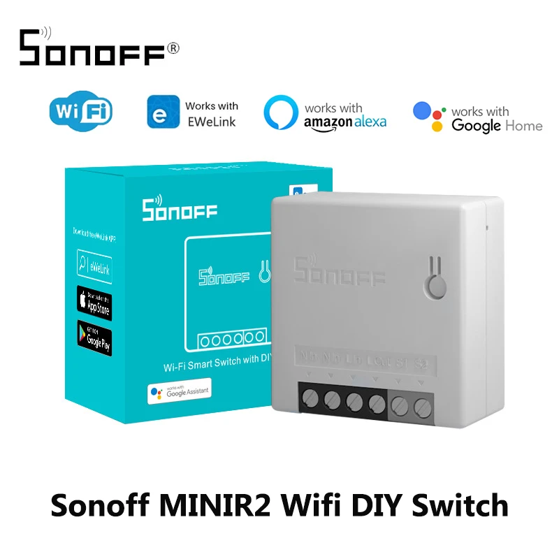 SONOFF MINIR2 Wifi DIY Switch Mini R2 2 Way Modules eWeLink APP Wireless Remote Control Work with Alexa Google Home Automation