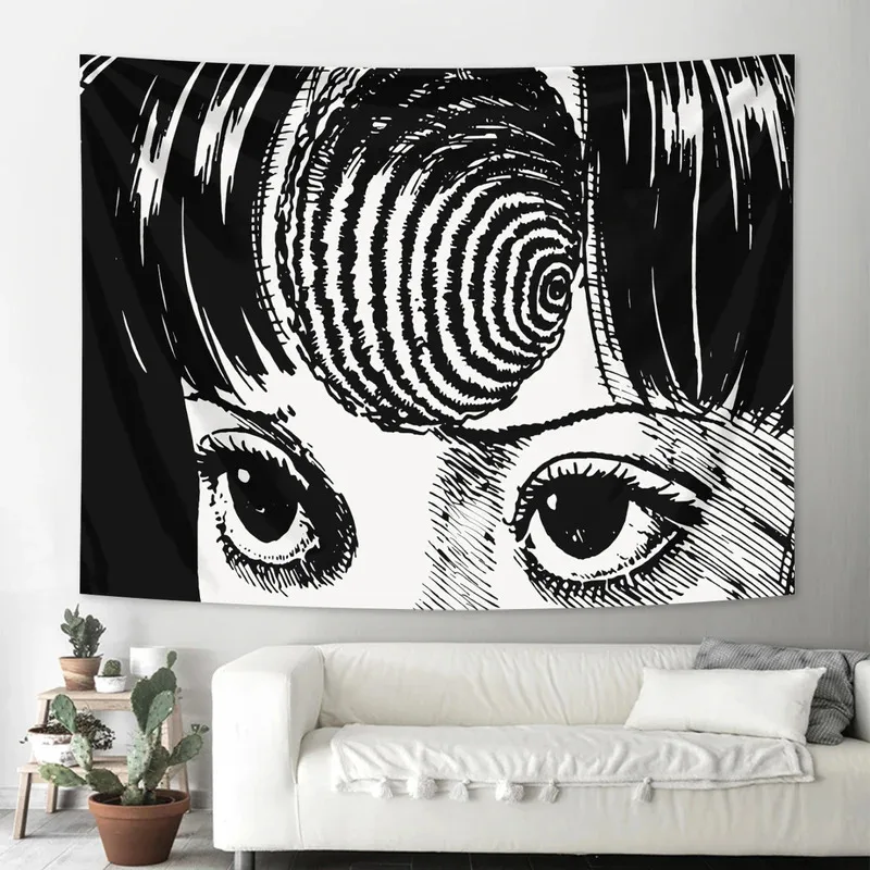VIKAMA Spiral Eye Anime-Wandteppich, ideal für Schlafzimmer, Kopfteil, Wohnzimmer, Hintergrund und ästhetische Dekoration für Wohnheime
