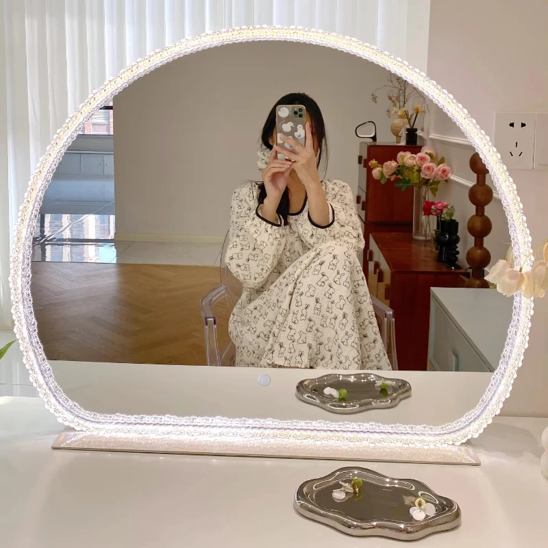 

Aesthetic Makeup Mirror Dressing Table Irregular Bathroom Luxury Funky Mirror Korean Style Modern Espelhos Home Decorations