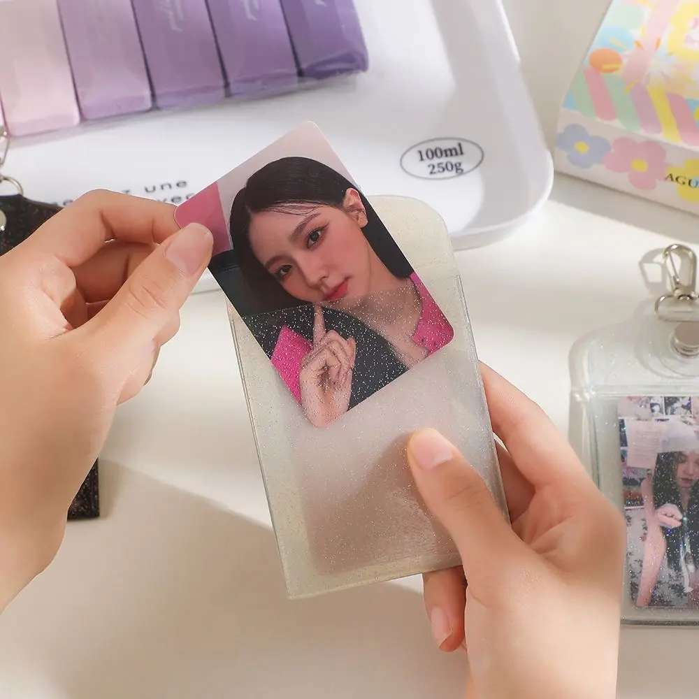 Creatieve 3-inch fotokaarthouder Transparant PVC sleutelhangers Cadeau Mini Idol fotohouder