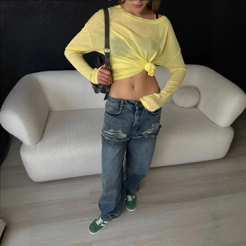 2025 新しいセクシーなソフトリヨセルオフショルダー長袖 Tシャツ女性のシアートップ女性の