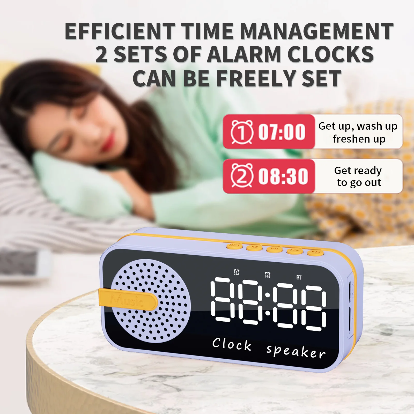 

HIFI Music Box Mini Sleep SoundBox HD Mirror Clock Speaker with TF Card FM Radio Alarm Clock Disaplay Portable Bluetooth Speaker