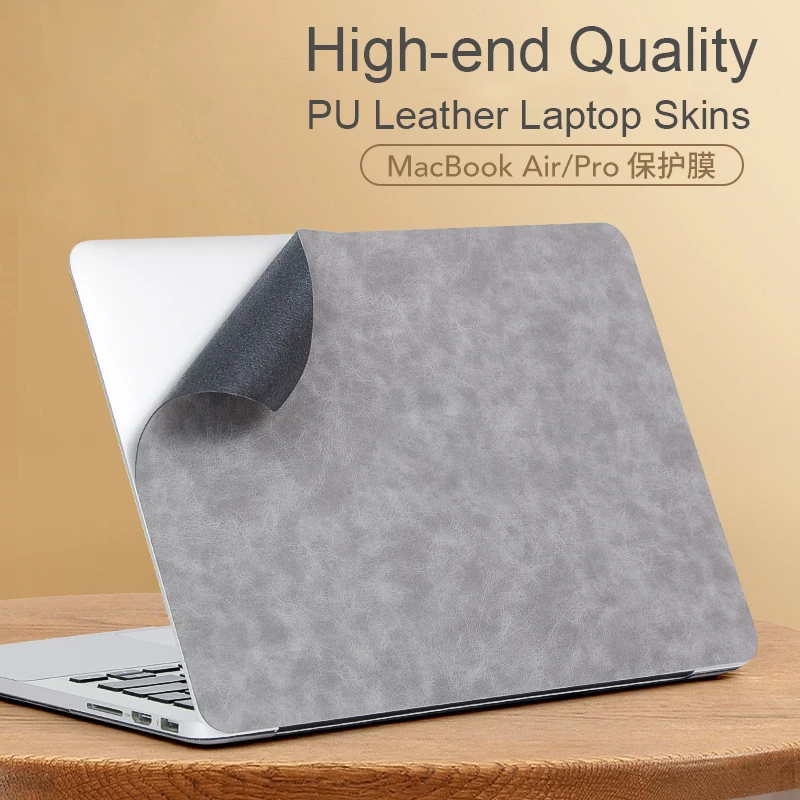 Skins de laptop para Macbook Skin Air 13 A2681 A2337 Pro 14 16 2021 2023 M1 M2 A2779 A2780 A2442 A2485 PU Couro Película Protetora à prova d'água Anti-impressão digital Capa Adesivo Laptop