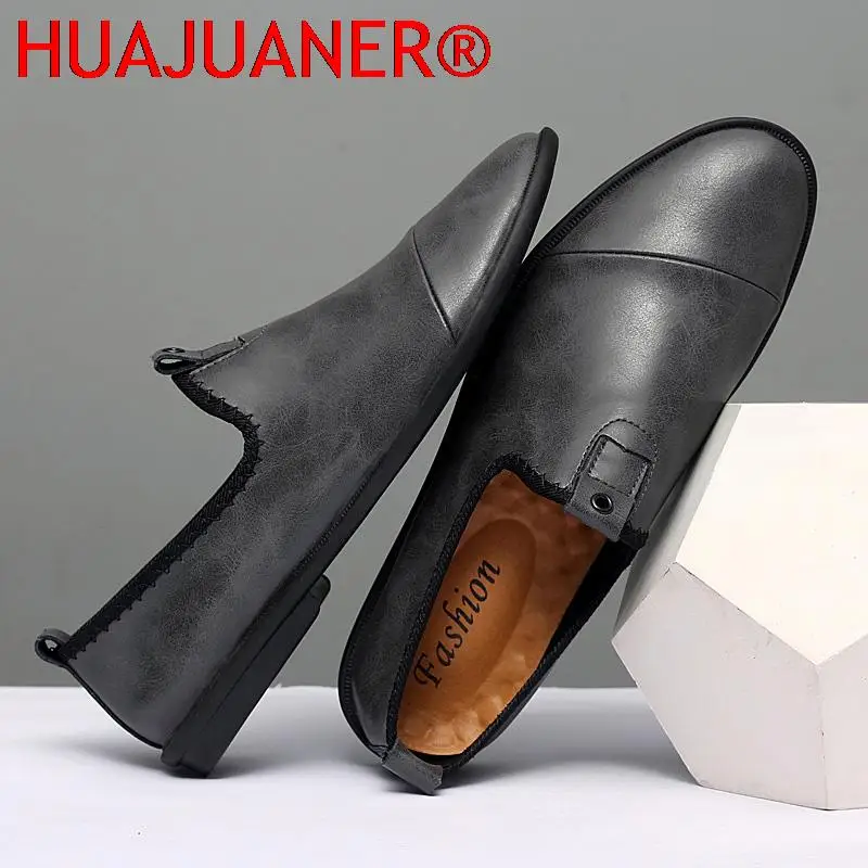 Mocassins en cuir pour hommes, chaussures d'été confortables, classiques à enfiler, chaussures de conduite à la mode, chaussures plates de marque