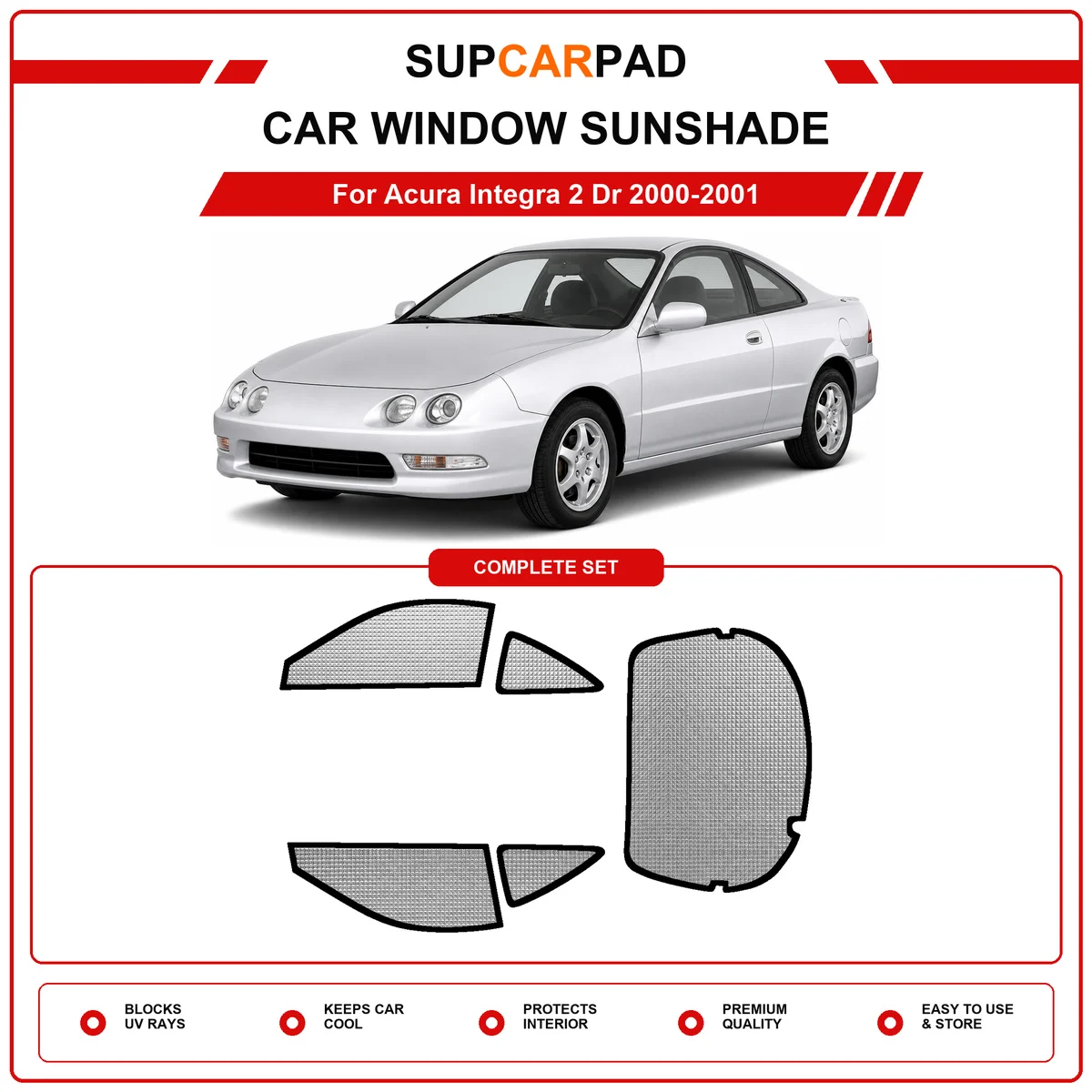 For Acura Integra 2 Dr 2000-2001 Pre‑Cut Auto Window Sunshade Anti‑UV Car Sun Visor Protector