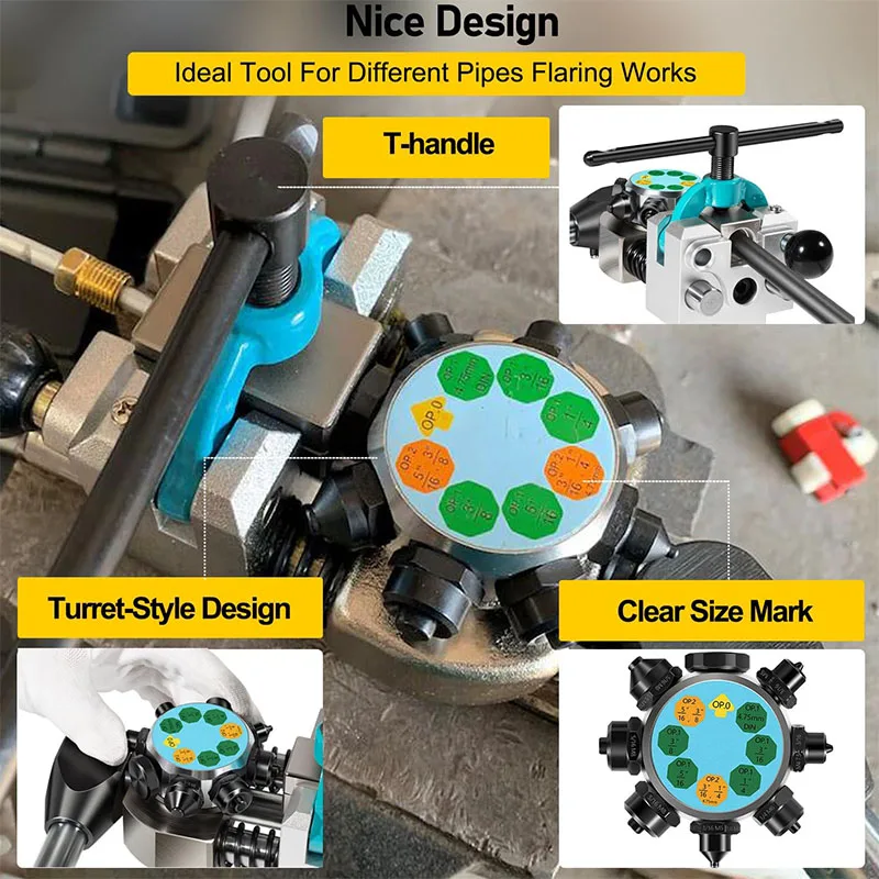 Professional Brake Line Flaring Tool 45 Degree Set Single, Bubble, and Double Flares For 3/16\