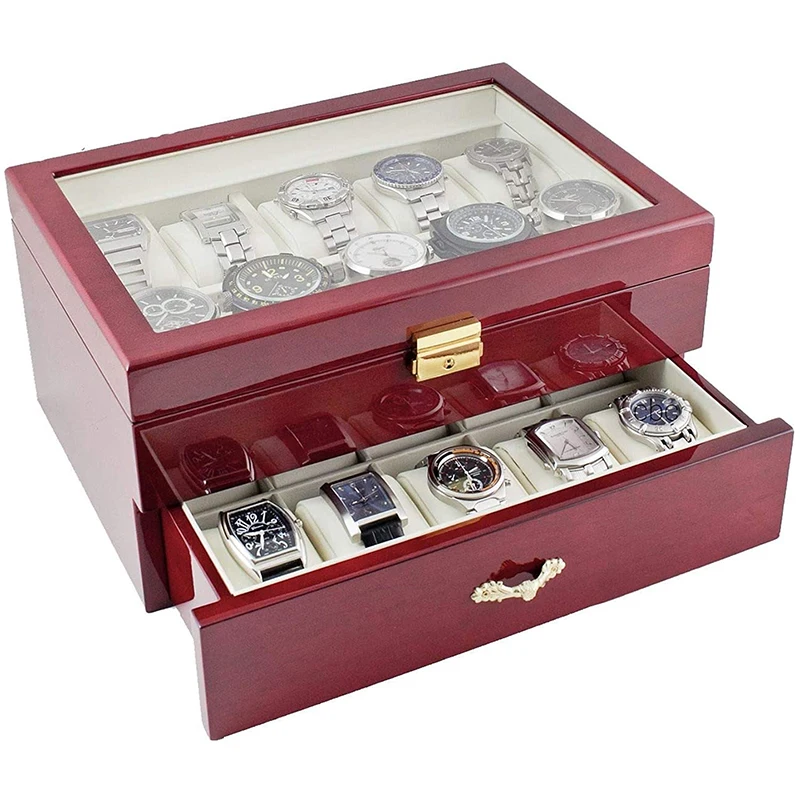 Luxury Large Wooden Watch Boxes Storage Organizer Box Watch Box Double Layer Jewelry Men\'s Watches Display Case Gift