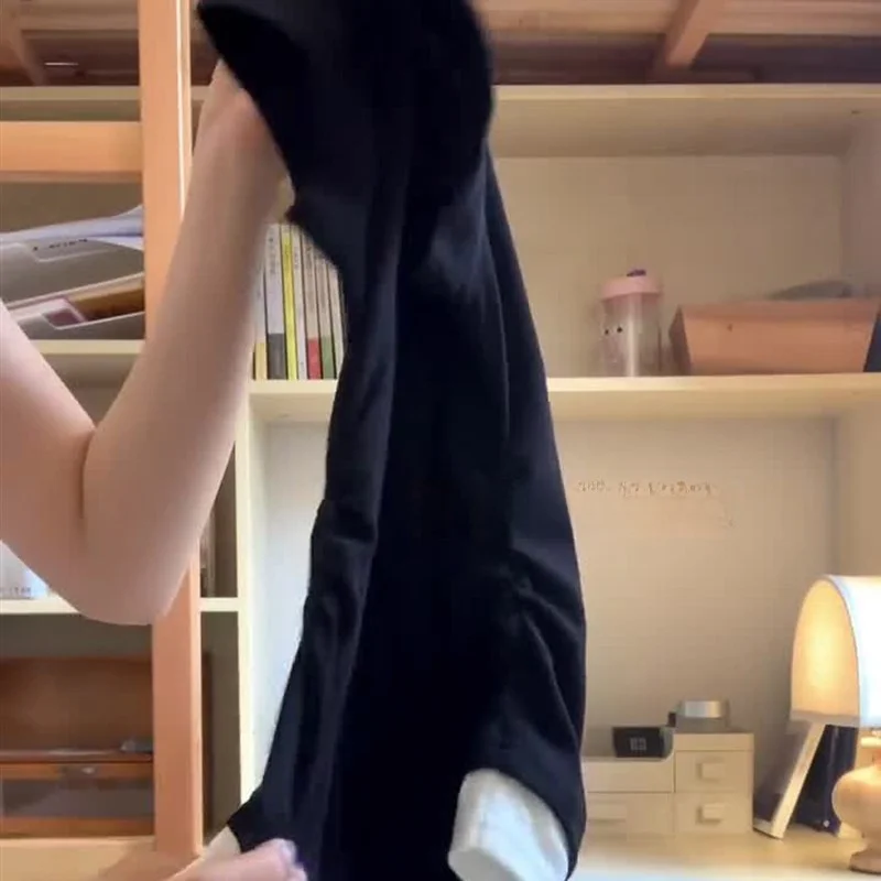 

Летняя утягивающая женская футболка из двух частей Colorblo Straight Cut ort Sve Commute Sle Faion, женский топ