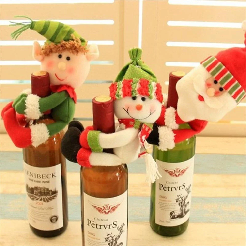 Santa Claus Snowman Elk Deer Christmas Wine Bottle Cover Clothes Decor Xmas Party Kitchen Dinner Table Decoration