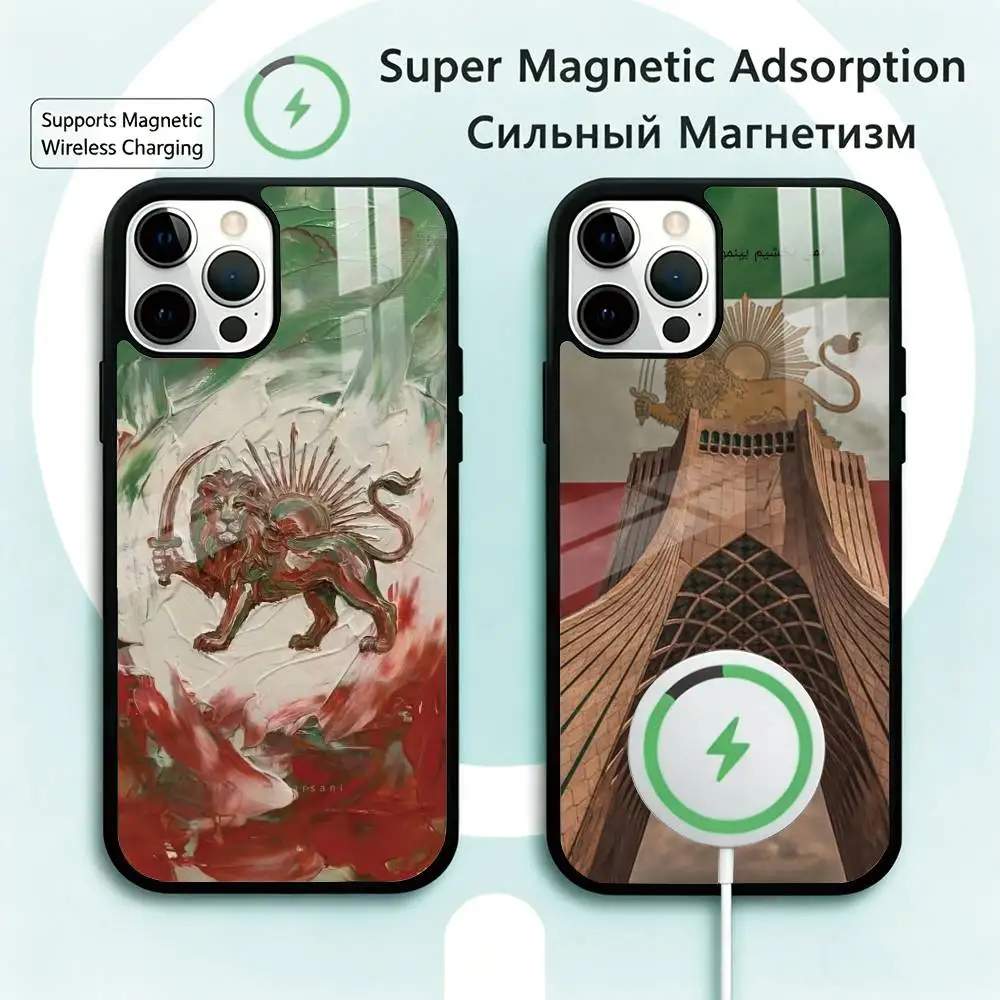 

Lion Flag of Iran Phone Case For iPhone17,16,15,14,13,12,11 Plus,Pro Magnetic Supports Magnetic Wireless Charging