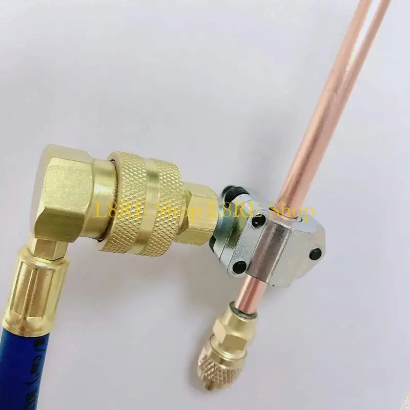 L8RE Professional R134A Charging Hose Set with Gauge Quick Coupler and Adapters for Efficient Air Conditioning Servicing