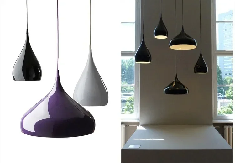 Moda personalidade única cabeça barra balcão luz pingente de alumínio roxo vermelho branco luzes sala de jantar lâmpada e27 vela luz l43