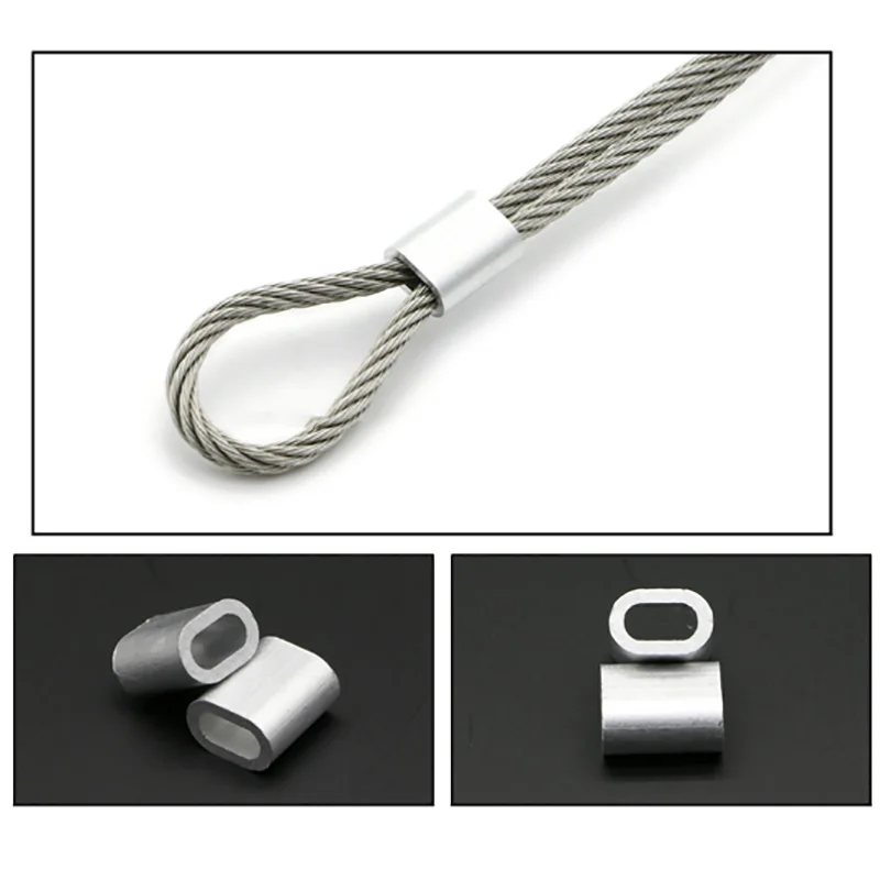 Image 6: Manchons elliptiques en aluminium à trou unique M0.5/M0.8/M1/M1.2/M1.5/M2/M2.5-M8 pour fixation de câbles et cordages – Quincaillerie de fixation ﻿