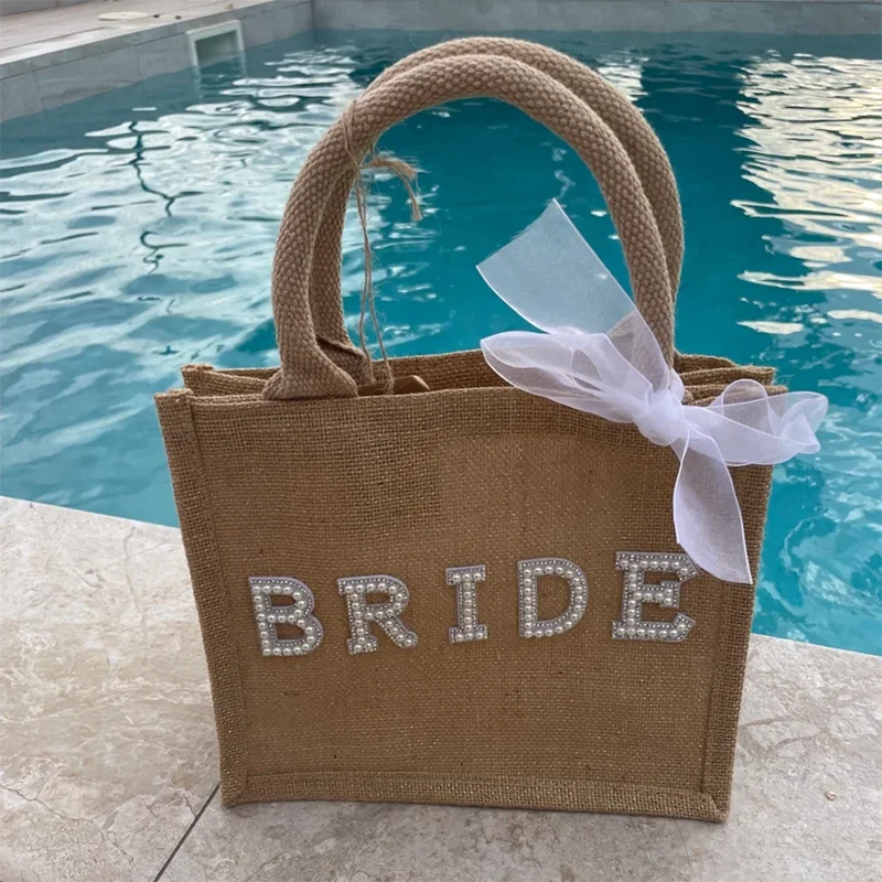 Bride Honeymoon Tote Beach Bag Bridal Shower Gift Bag for Bride To Be Gift Hen Wedding Decoration Bachelorette Party Supplies