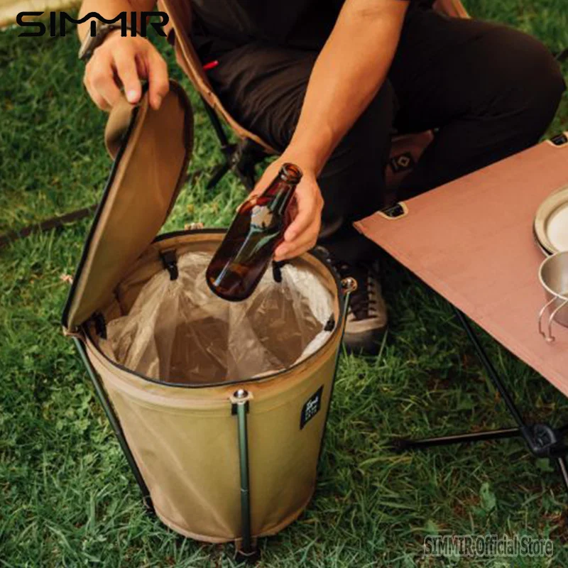 

Barbecue Self-Drive Camping Cleaning BBQ Portable Cylinder Camping Trash Can Collapsible Storage Compressible Drum Canvas Can