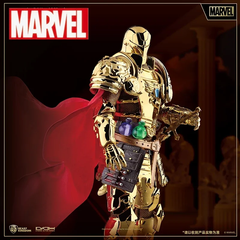 

Marvel Medieval Knight Iron Man Electroplated Gold Color Matching Hands-on Soldier Birthday Gift Table Decoration Men's Toys