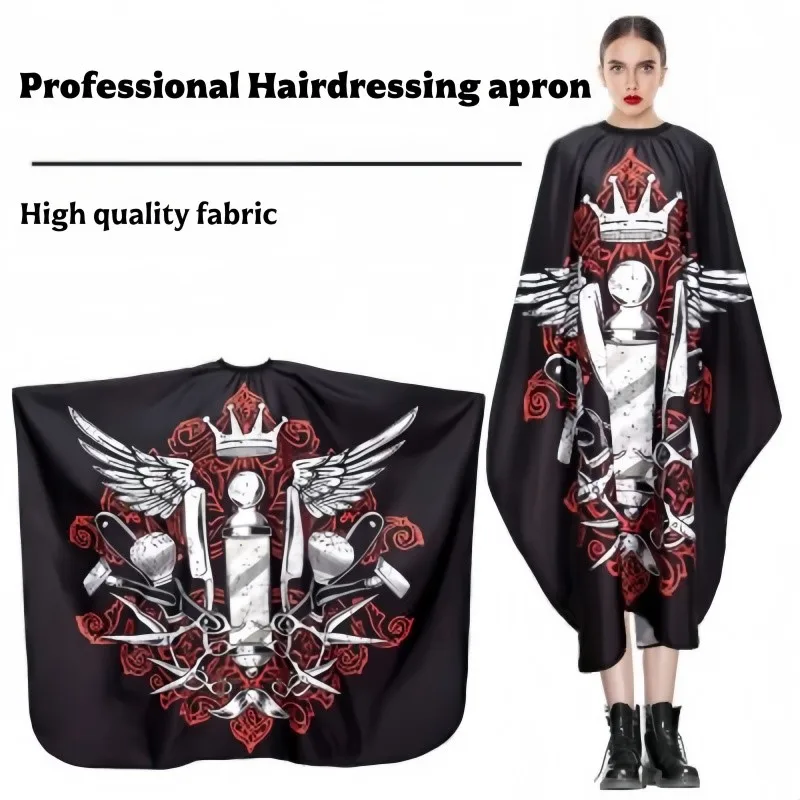 Black Wings Style Plus Size Hair Salon Robe Breathable Non Stick Hair Cutting Apron Barber Shop Cloak Hairdressing Workwear Hat