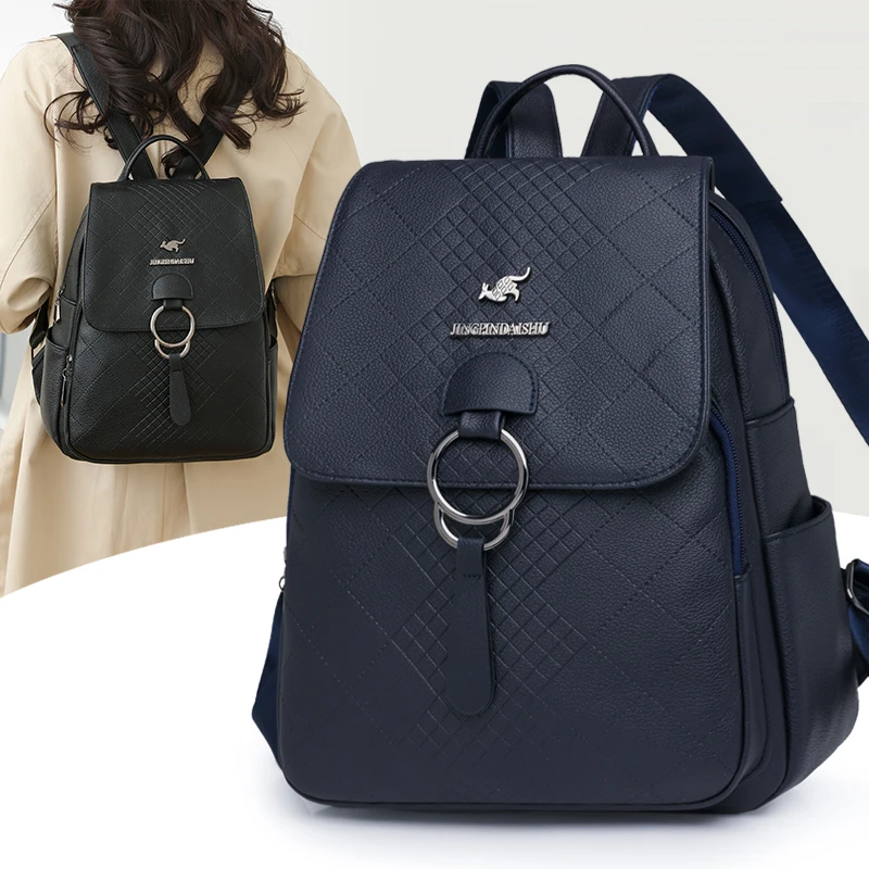 Elegant PU Leather Women's Backpack Spacious Designer Handbag Stylish Shoulder Purse for Work College Commute & Weekend Outing