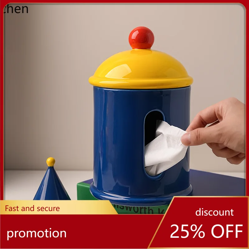 

YFY Creative Ceramic Tissue Box Home Living Room Coffee Table Decorative Accessory Tissue Holder