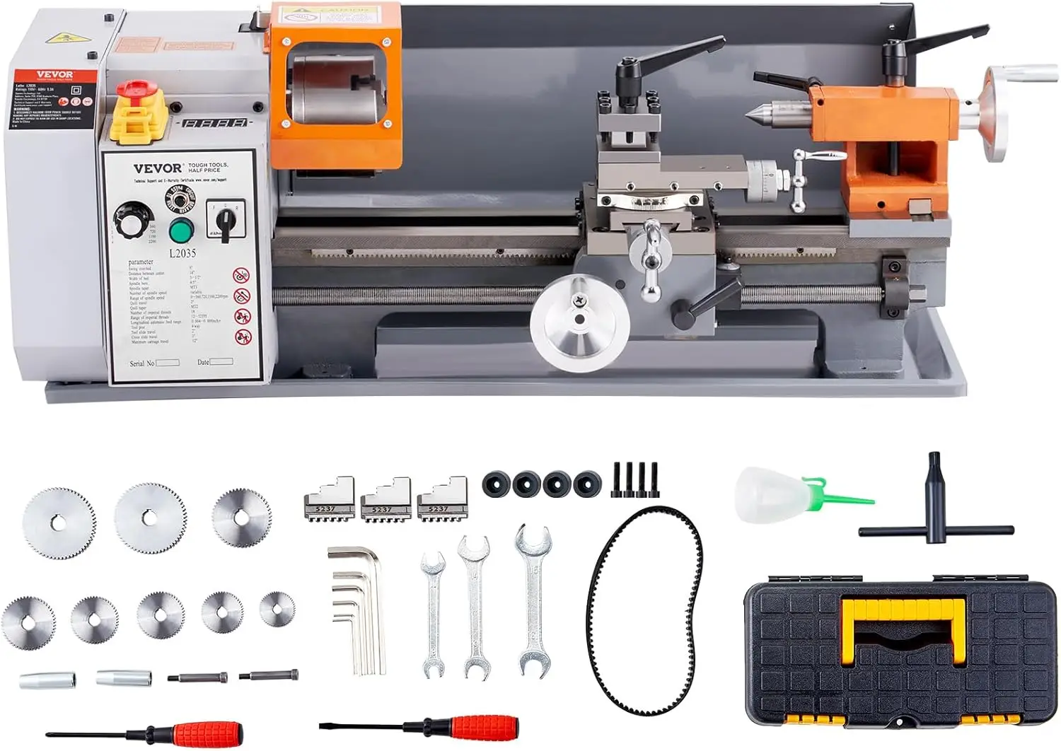 

Benchtop Metal Lathe, 7.87 x 13.78 in, Precision Power Metal Lathe Machine, with 50-2500 RPM Continuously Variable Speed,