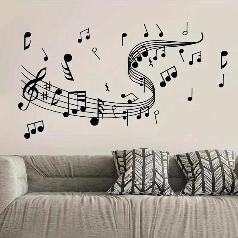 Wonderful And Romantic Music Notes Wall Stickers Made of Self-Adhesive Vinyl, Suitable for Decorating Bedrooms, Living Rooms, Ca