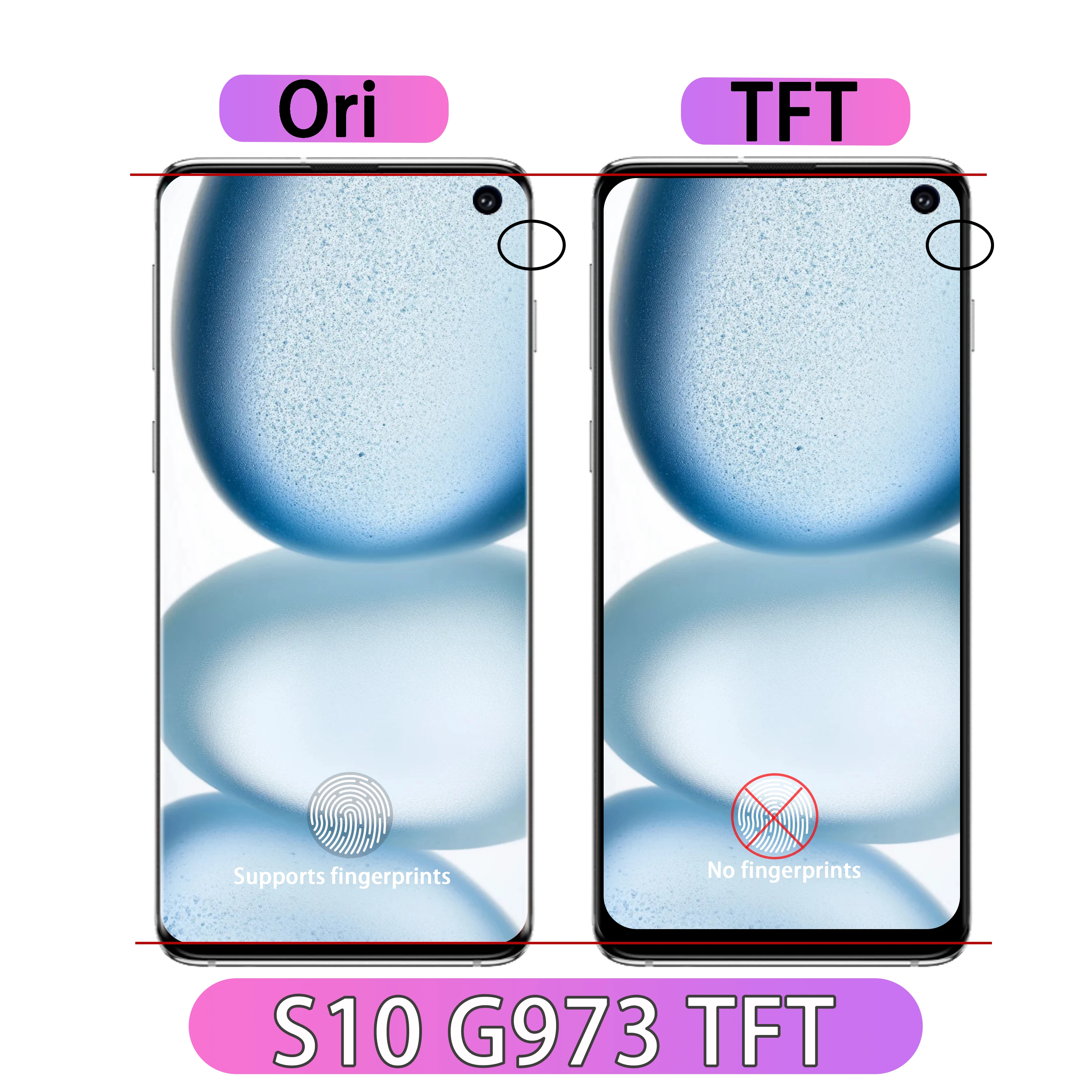 TFT High Quality For Samsung Galaxy S10  G973 G973F G973N LCD Display Touch Screen Digitizer Assembly With Frame, No Defects