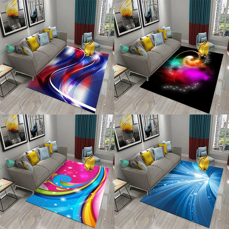 

3D Colorful Flowing Line Swirl Carpet Stylish Modern Abstract Carpet Living Room Bedroom Decor Rugs Bathroom Non-Slip