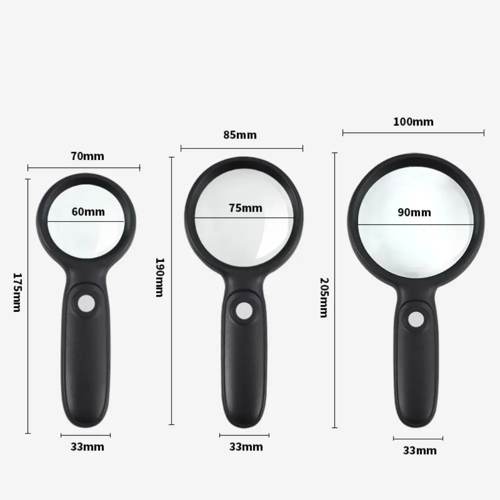 With 2 LED Light Lighted Magnifying Glass HD Illumination Hand Held Magnifying Glass Hand Held Lighted Jewelry Loupe Magnifier