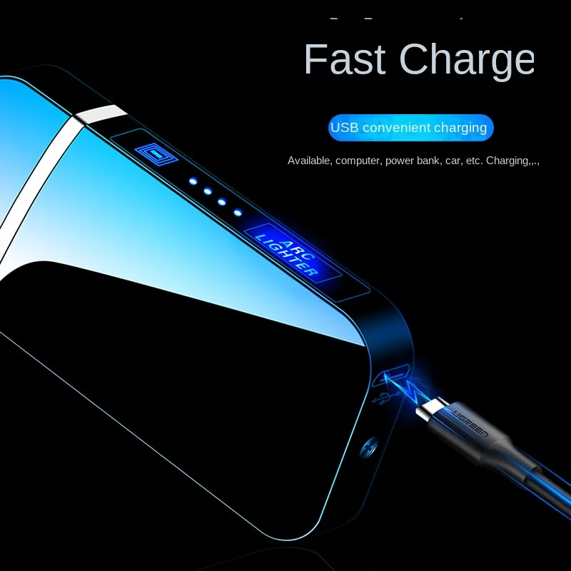 2026 New USB Rechargeable Metal Lighter Double Arc Men's Cigarette Ignition Tool Lighter Rechargeable Type C Type