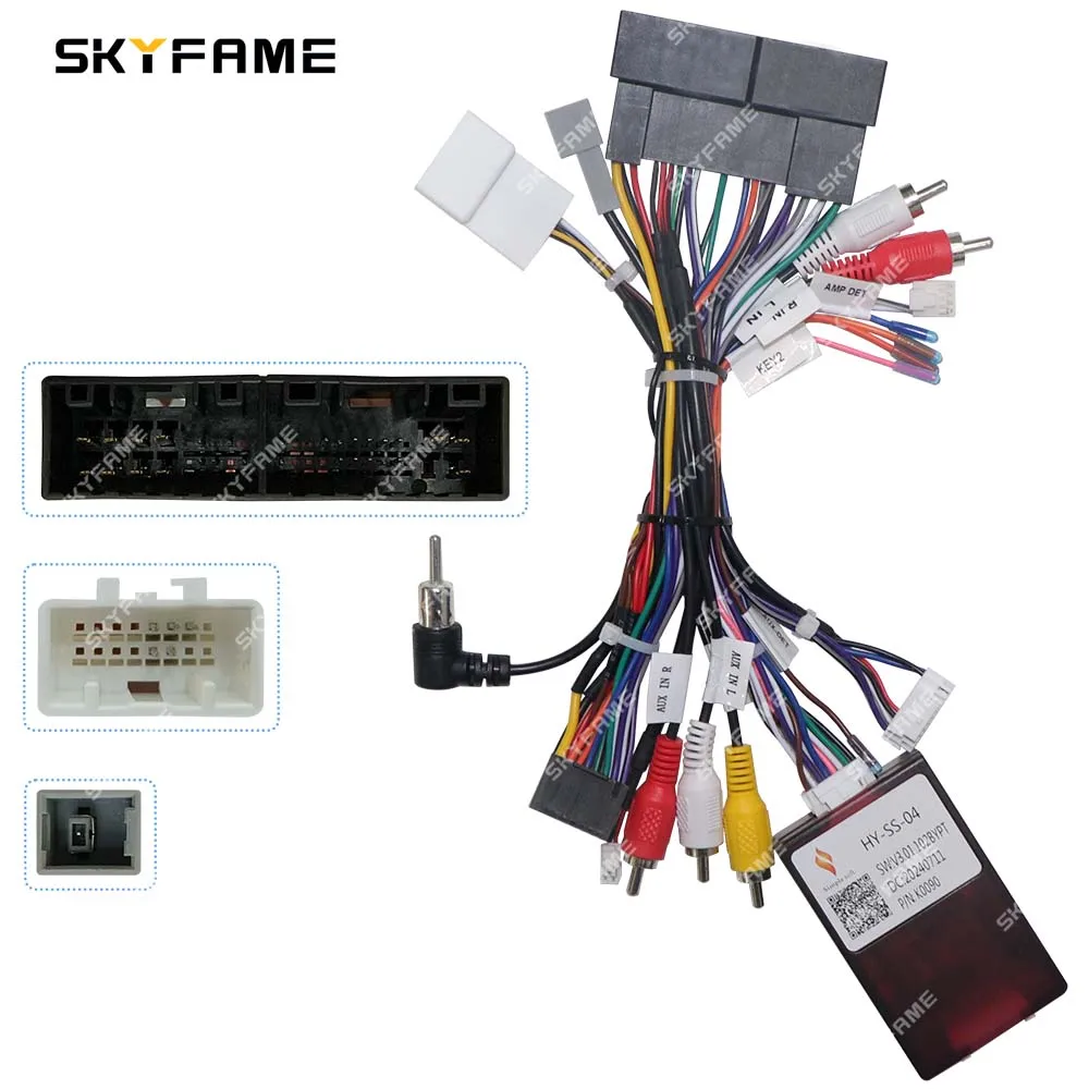 SKYFAME Car 16pin Wiring Harness Adapter Canbus Box Decoder Android Radio Power Cable For Carnival IX45 K7 Cadenza KX5 Sonata