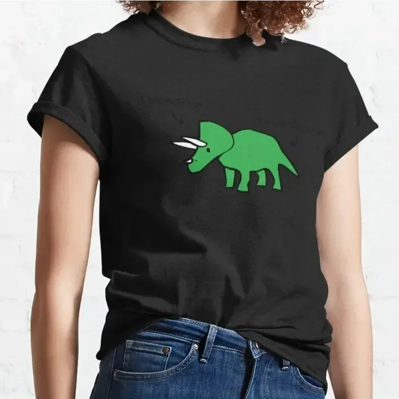 2024 Funny Triceratops Briefs T-shirts Women's Clothing Women's T-shirt Graphic Cotton T-shirt Women's T-shirt Top