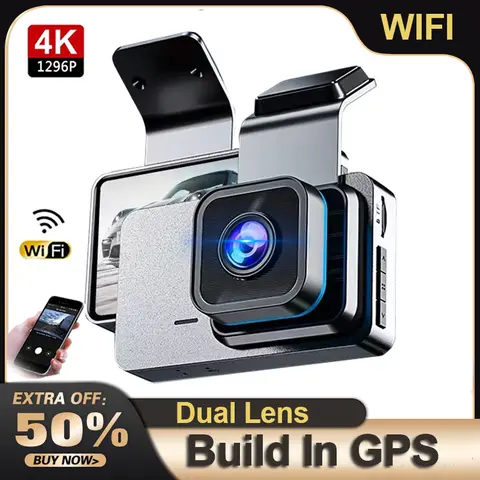 자동차 DVR Dashcam 4K WIFI GPS 카메라 비디오 레코더 자동 캠코더 야간 투시경 24H 주차 모니터 G-센서 IPS 네비게이터