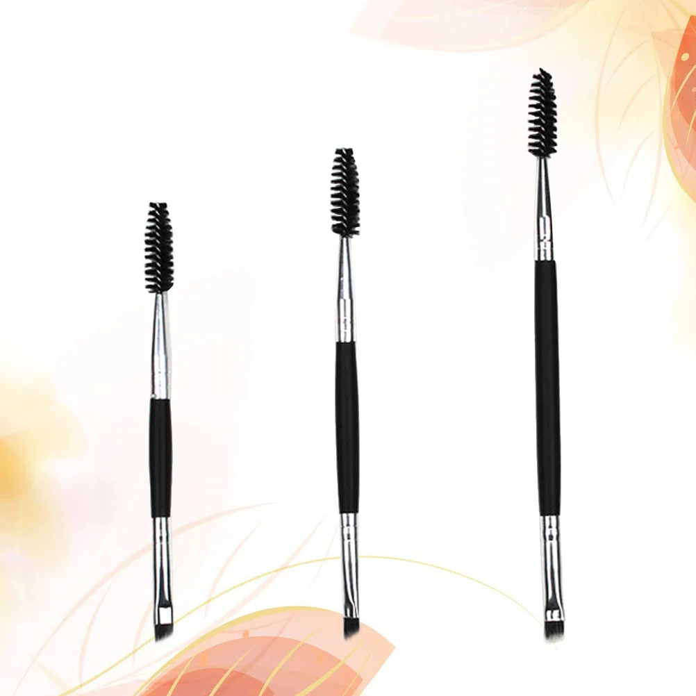 3 pçs profissional escova de sobrancelha ferramenta de maquiagem para mulheres leve fácil de usar bela maquiagem preto rímel escova