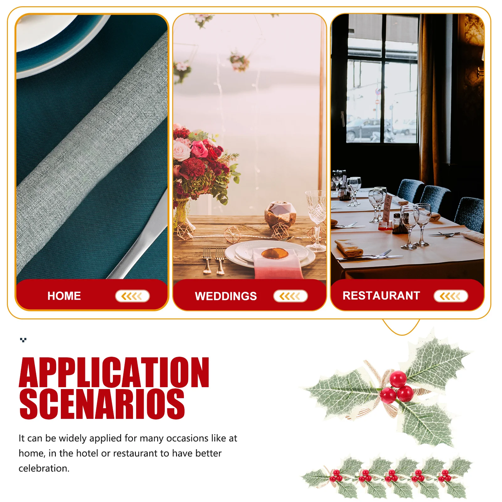 

6 Pcs Simulated Green Leaf Napkin Ring Christmas Decor Decoration Dining Table Holder for Silk Cloth Leaves Rings Berries Berry