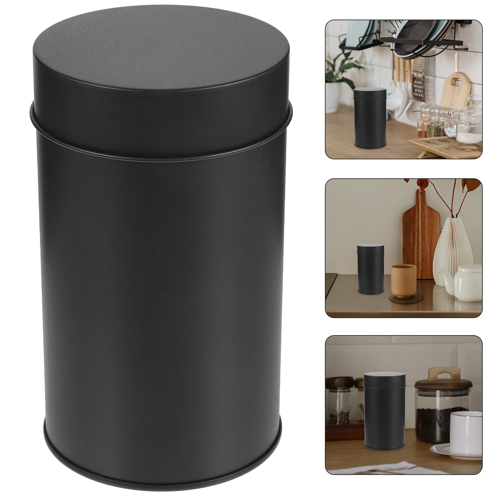 1 stücke Candy Jar Kanister Tee Blatt Kaffee Zucker Weißblech Lagerung 75x130mm Schwarz Weiß Luftdichten Behälter küche Schlafzimmer