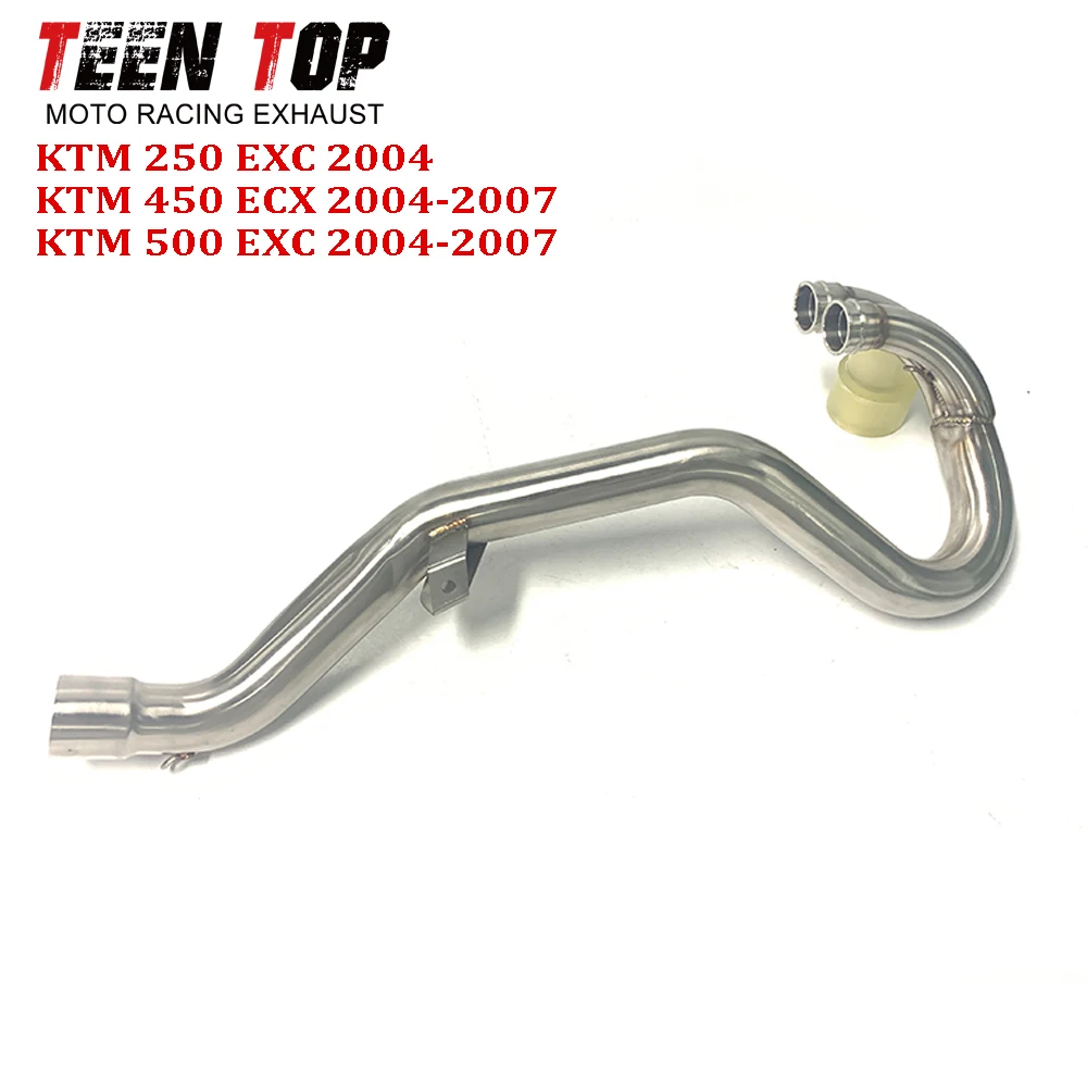 Motorcycle Exhaust Pipe For KTM 250 EXC 400 EXC 450 EXC Offroad Bike Exhaust Steel Front Connect Tube 2004 2005 2006 2007