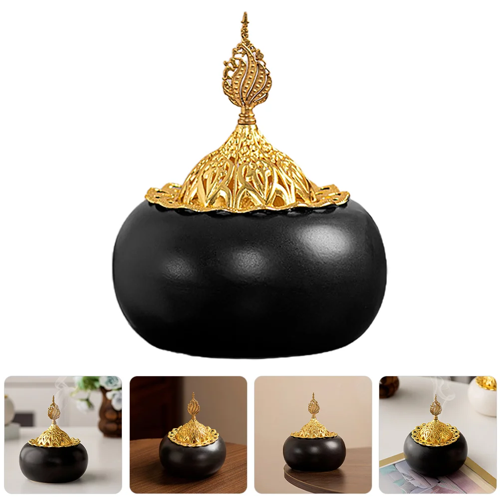 Metal Incense Burner Arabian Incense Burner Arabian Diffuser Bakhoor Oud Frankincense Cone Charcoal Vintage Figurines Home Decor