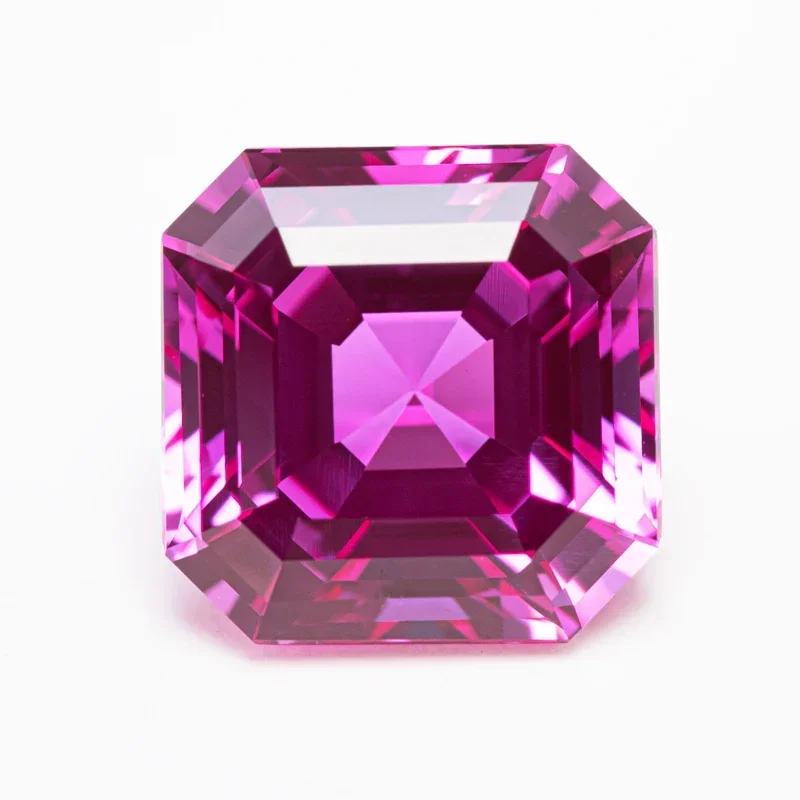 

Top Lab Grown Sapphire Square Asscher Cut Hot Pink Color VVS1 Charms DIY for Jewelry Making Materials Selectable AGL Certificate